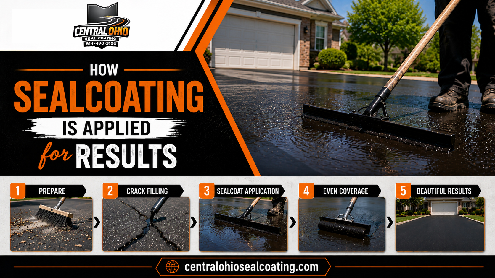 Professional crack filling on asphalt pavement before sealcoating to improve adhesion, prevent water damage, and extend pavement life